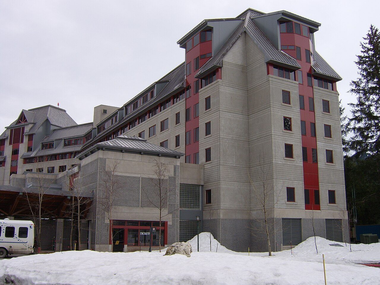 Alyeska Resort ski area and lodge in Girdwood, Alaska, in winter