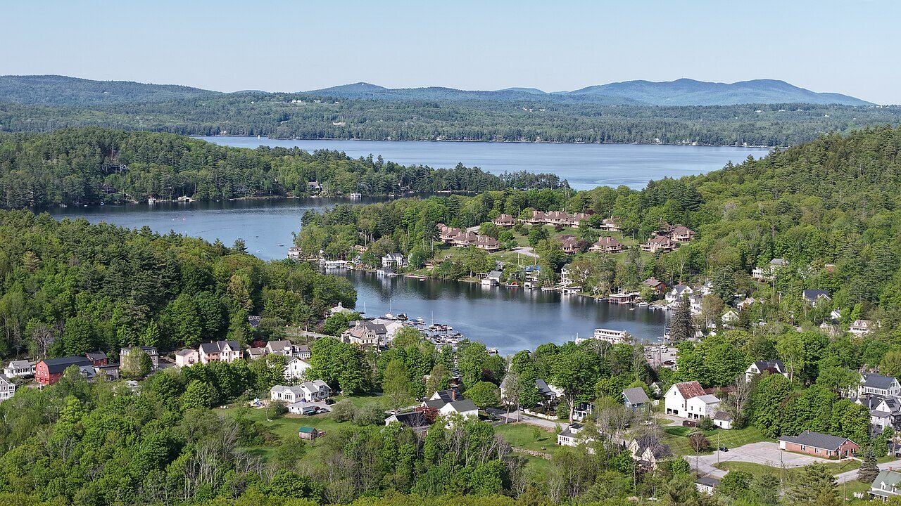 Aerial view of an inlet of Lake Sunapee, New Hampshire