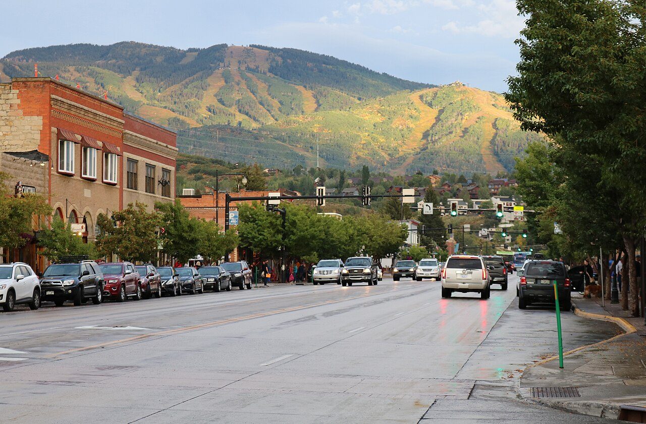 Mount Werner, home of Steamboat Resort, seen from Lincoln Avenue in Steamboat Springs