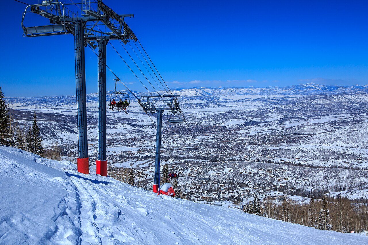 Ski slopes at Steamboat Resort in winter