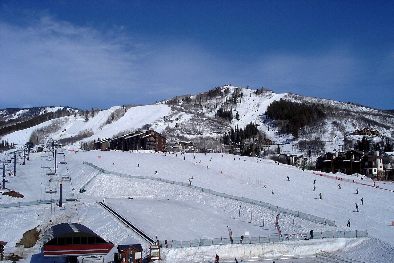 Ski runs on Mount Werner at Steamboat ski resort, Colorado