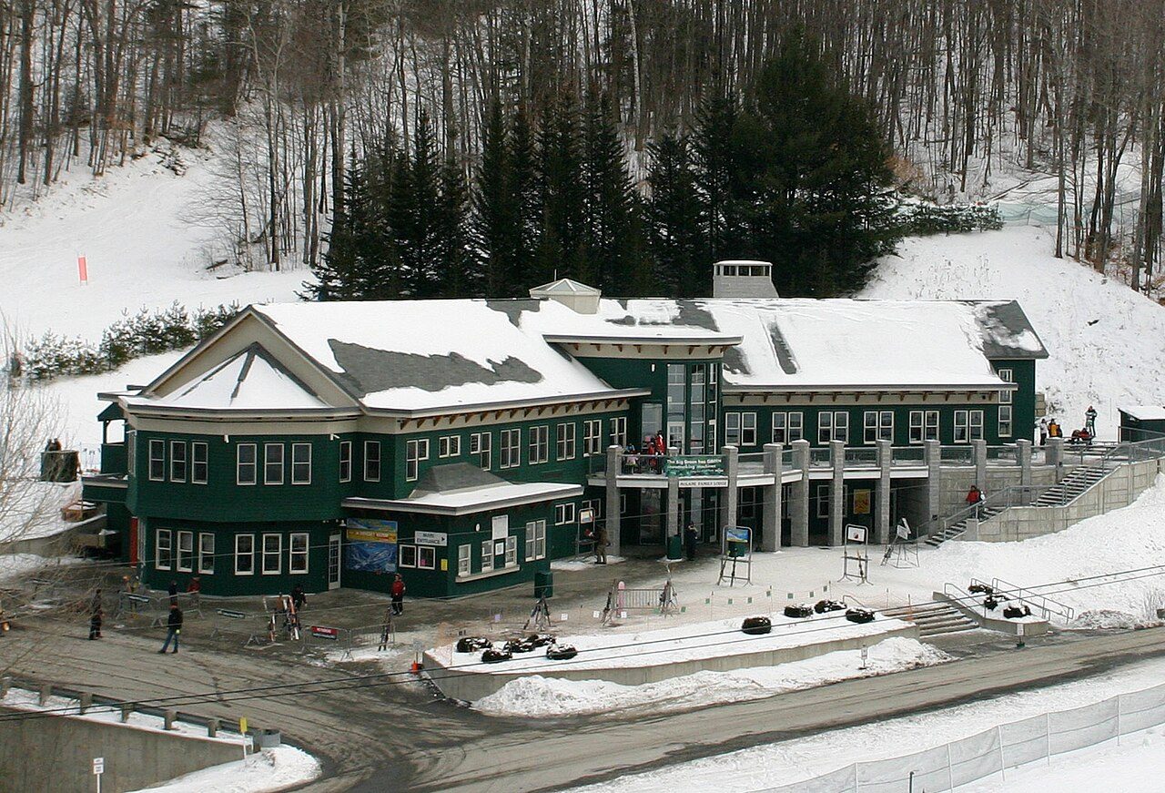 McLane ski lodge at the Dartmouth Skiway in Lyme, New Hampshire, in winter