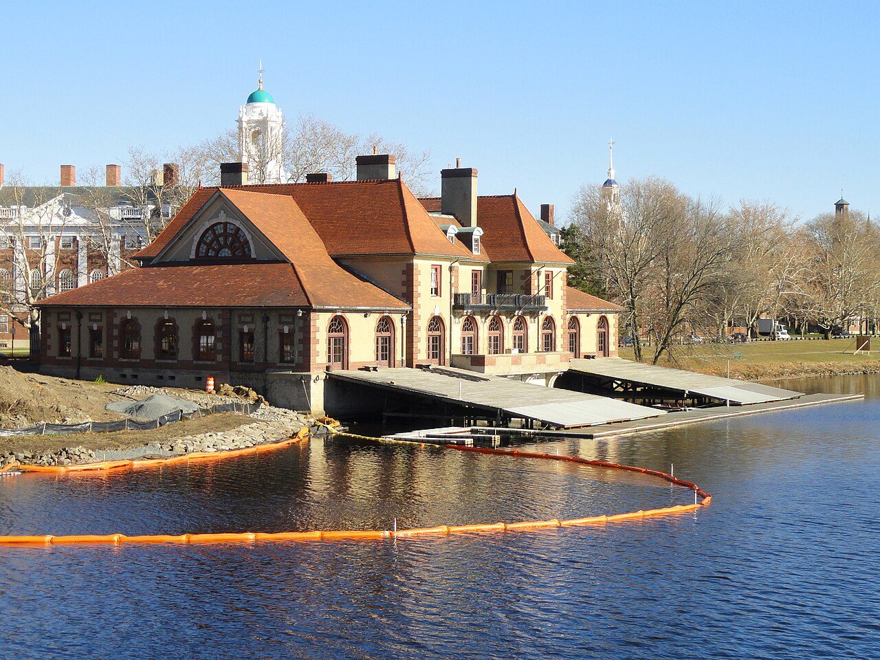 Weld Boathouse on the Charles River in Cambridge, seen from the water side