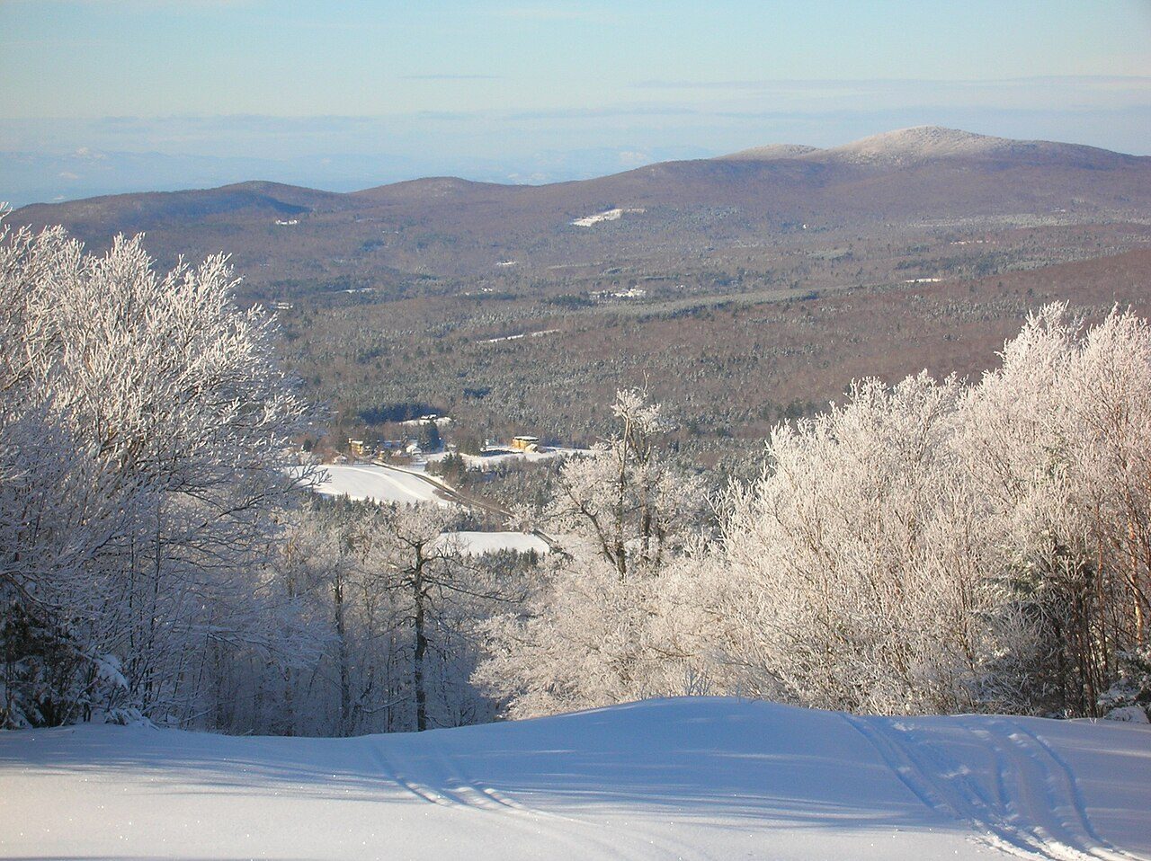 View of the Bread Loaf campus in Ripton from the Middlebury Snow Bowl