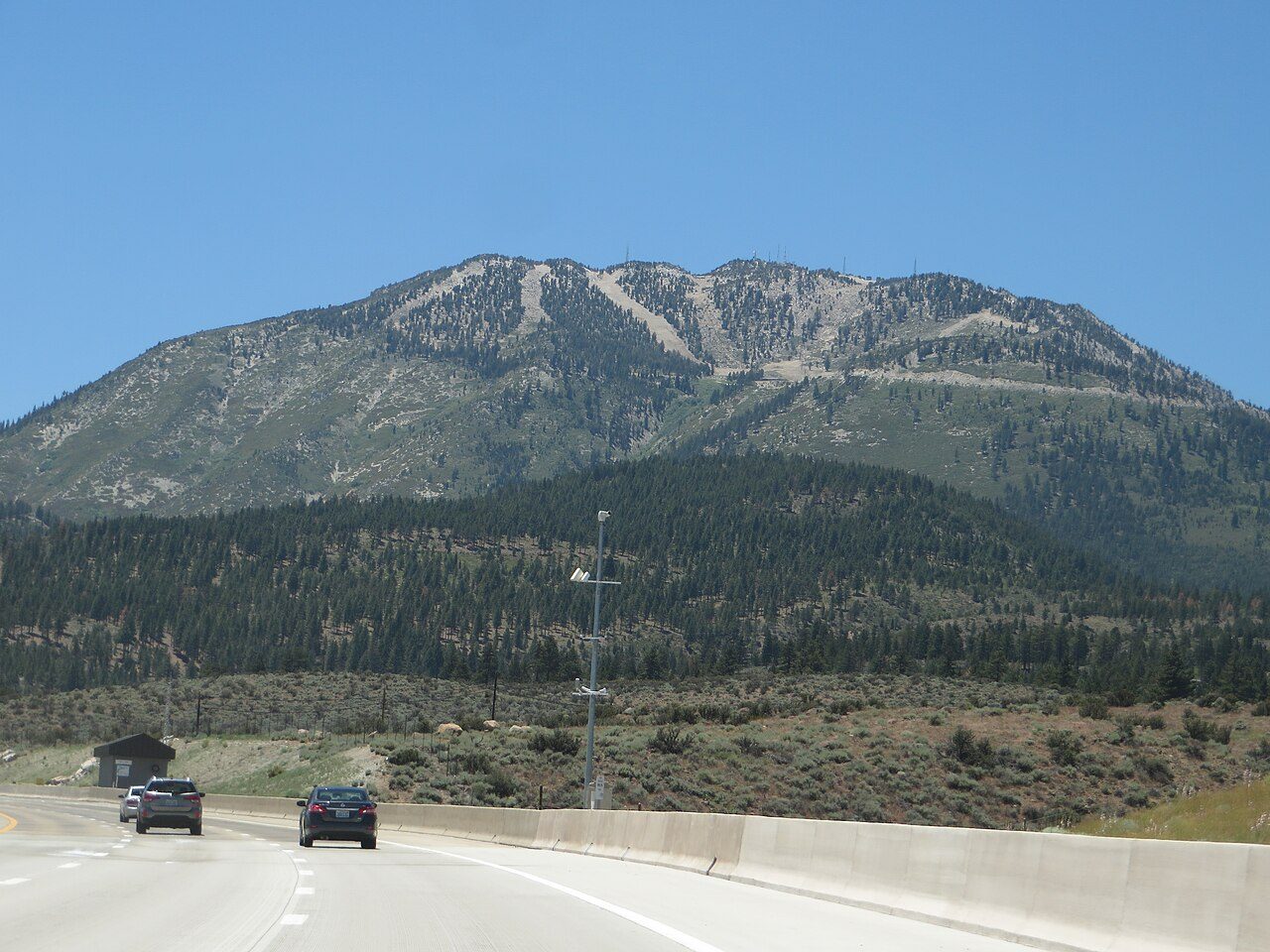 Slide Mountain and the Mt. Rose ski area seen from Interstate 580 south of Reno