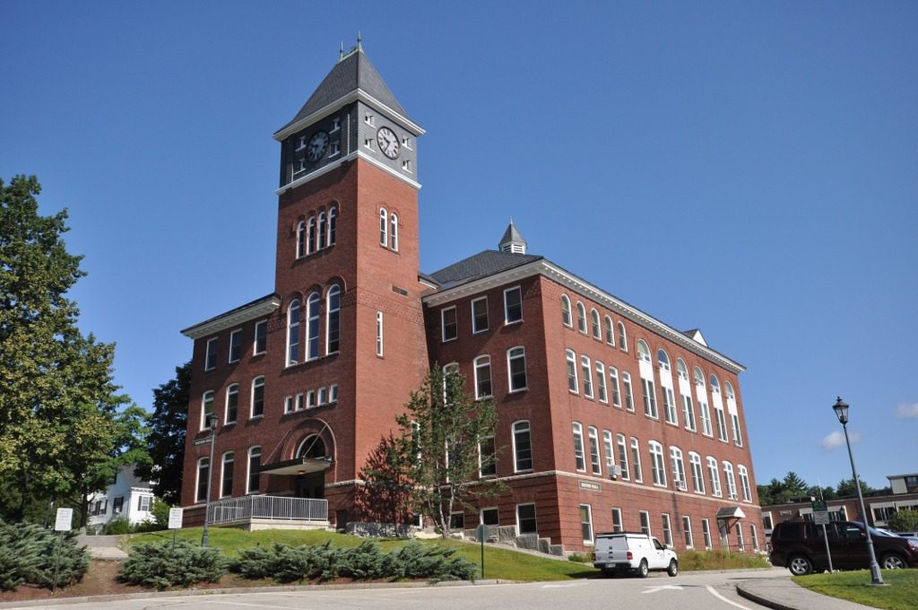 Rounds Hall, the clock-tower building at Plymouth State University