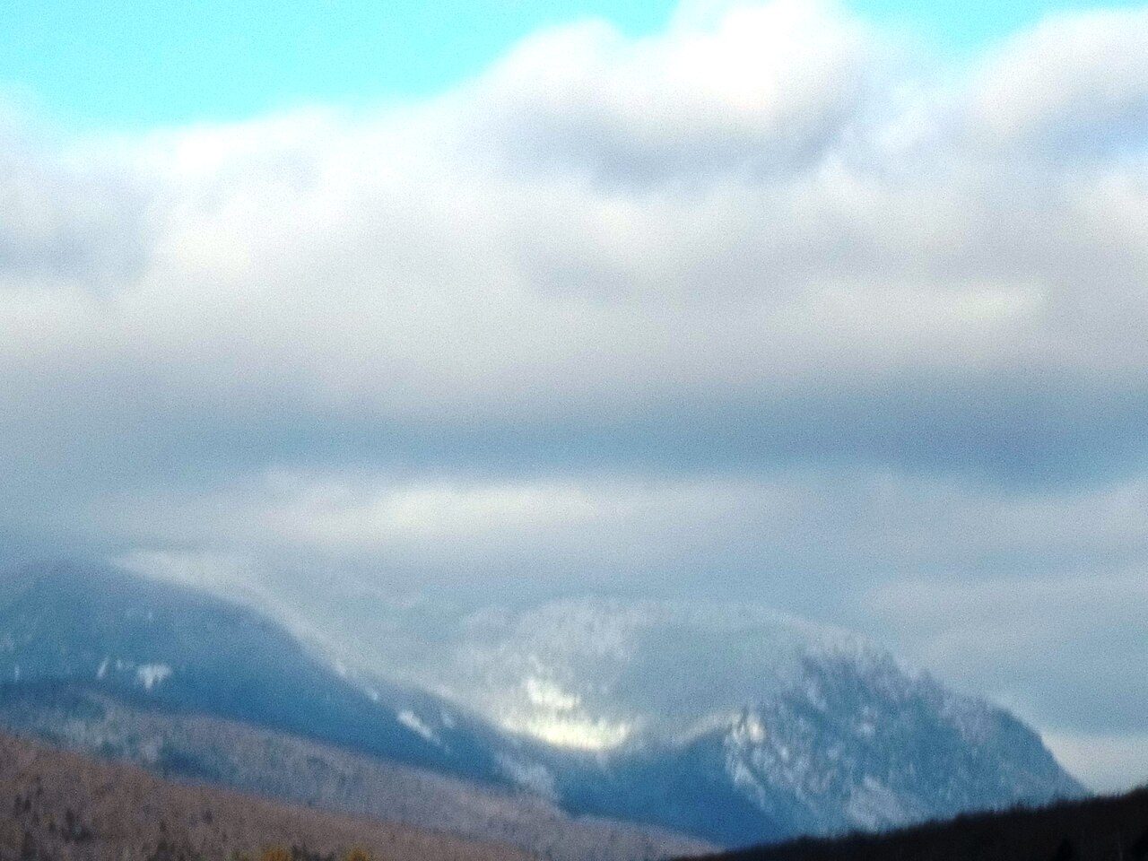 Cannon Mountain in winter, seen from Franconia Notch