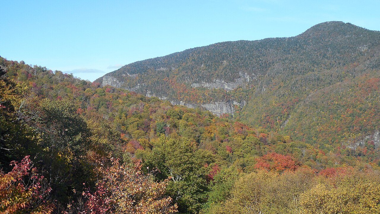 Smugglers' Notch, Vermont, with Sterling Mountain at right and Mount Mansfield at left