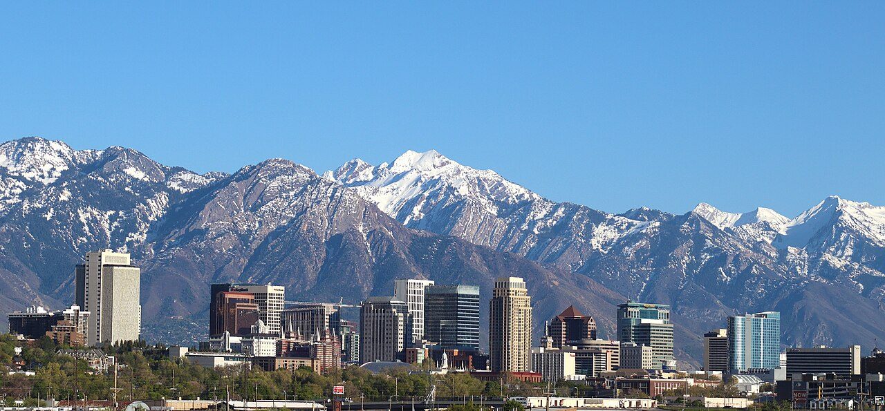 Salt Lake City skyline with the Wasatch Range behind